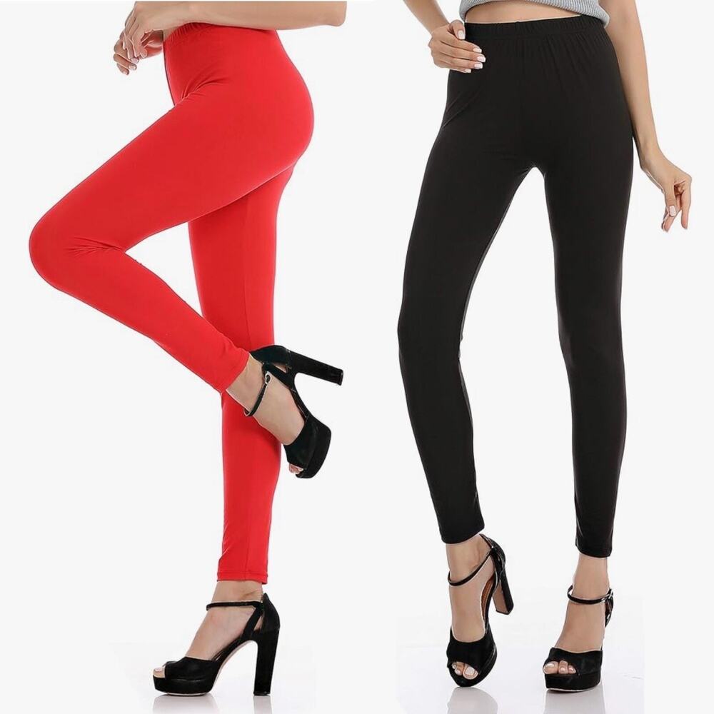 2 New Mix Leggings Soft‎ Super Comfort Sports Yoga Workout Stretch Pants LARGE